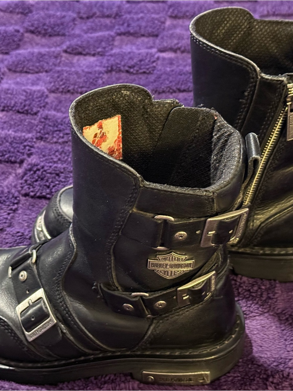 Harley-Davidson Black Leather Engineer Boots with Buckle Straps - Picture 2 of 7